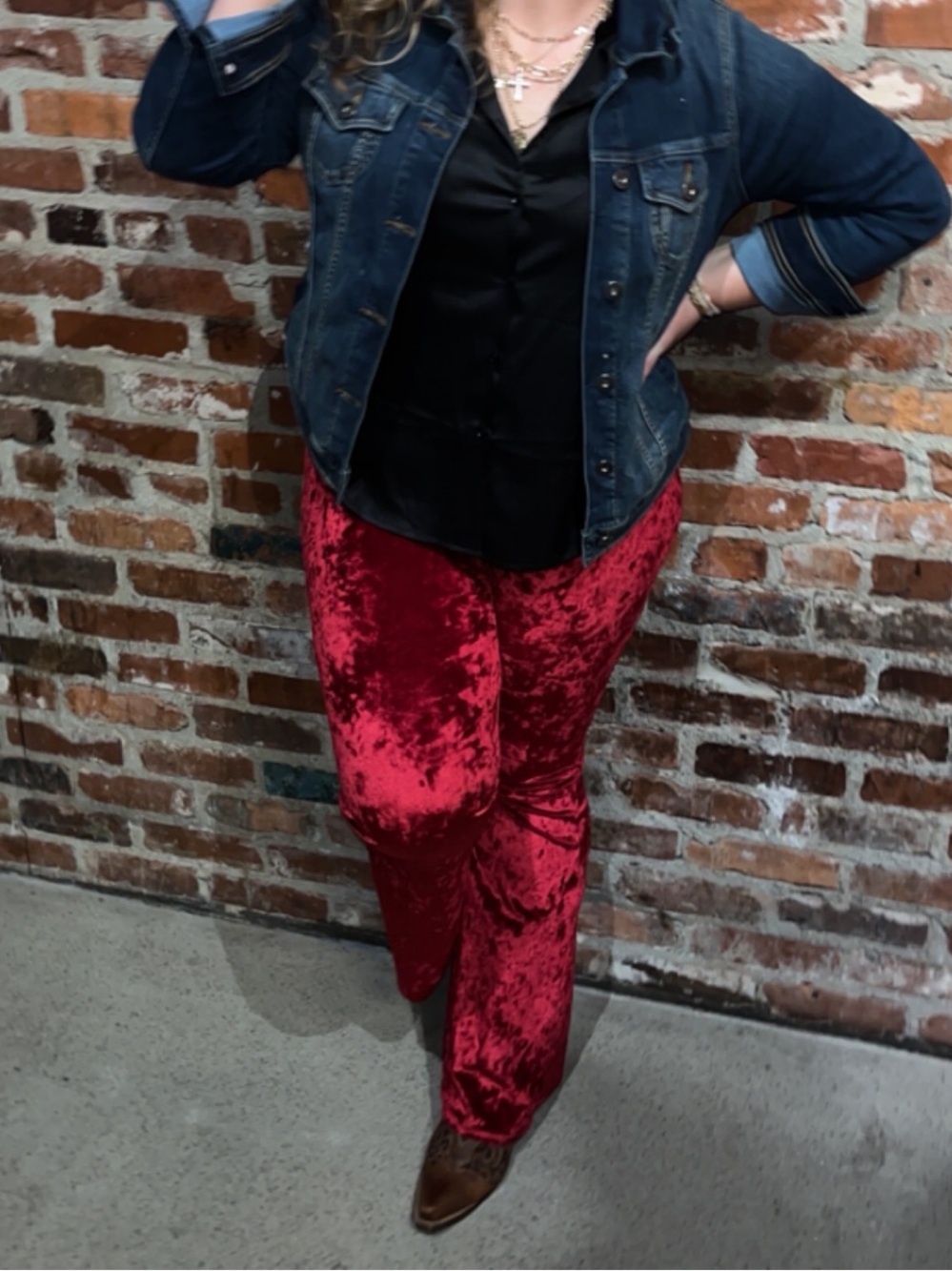 Red Velvet Flare Pants